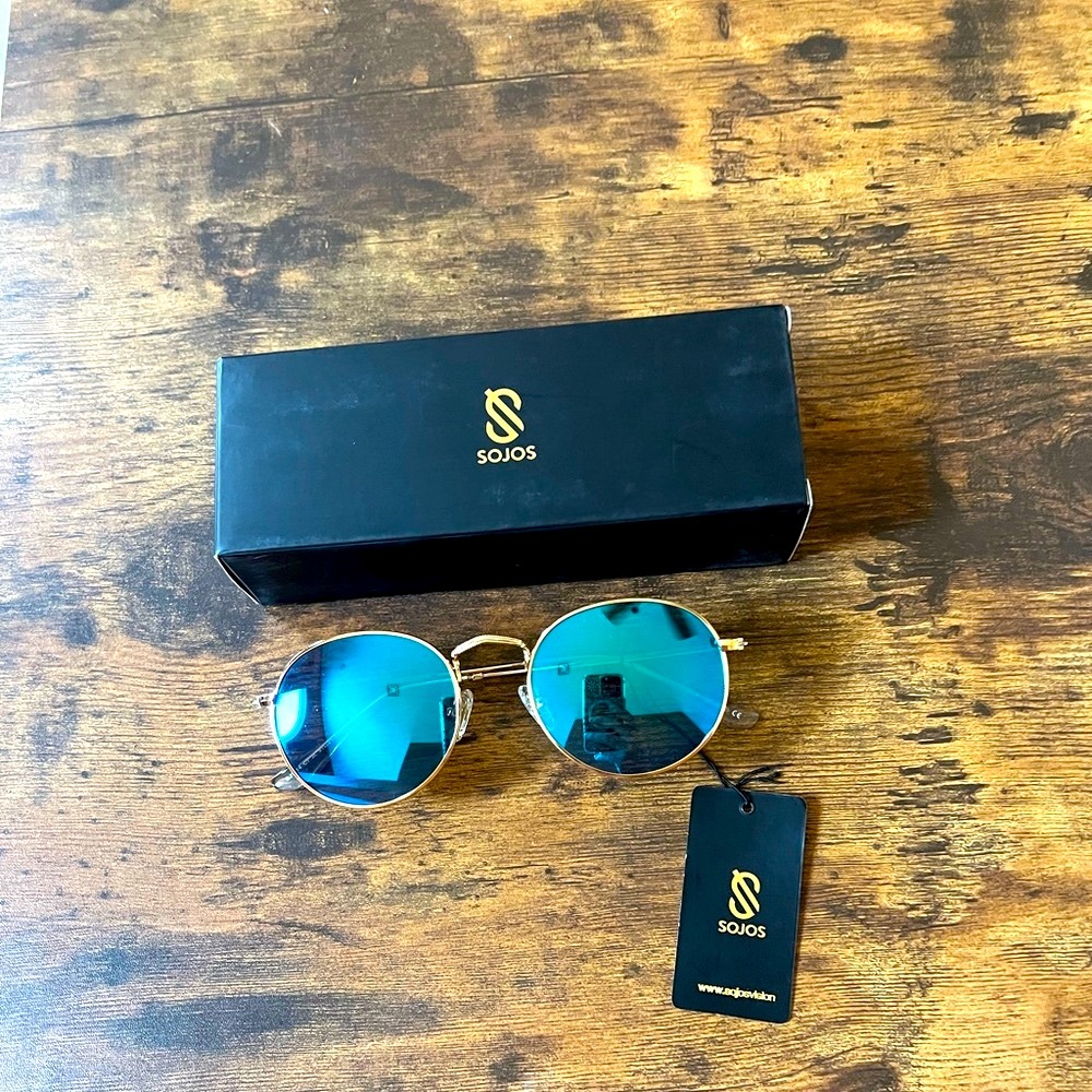 SOJOS Unisex Round Polarized Sunglasses Classic Vintage Retro Shades